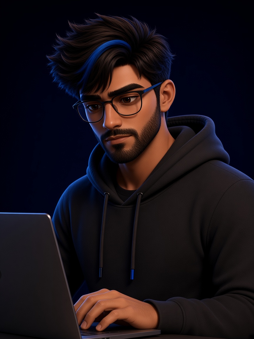 Dev building at a laptop